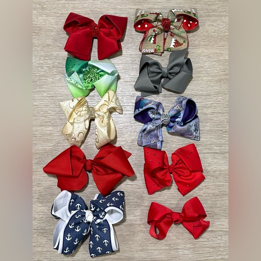 Polka Dot Mega Hair Bow - Blue, White & Red-bundle 2 or more & save on ship - Picture 7 of 7
